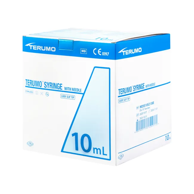 Seringi sterile Terumo cu ac preconectat 10 ml, 21G × 1½″ (0,8 × 38 mm) (cutie 100 buc)