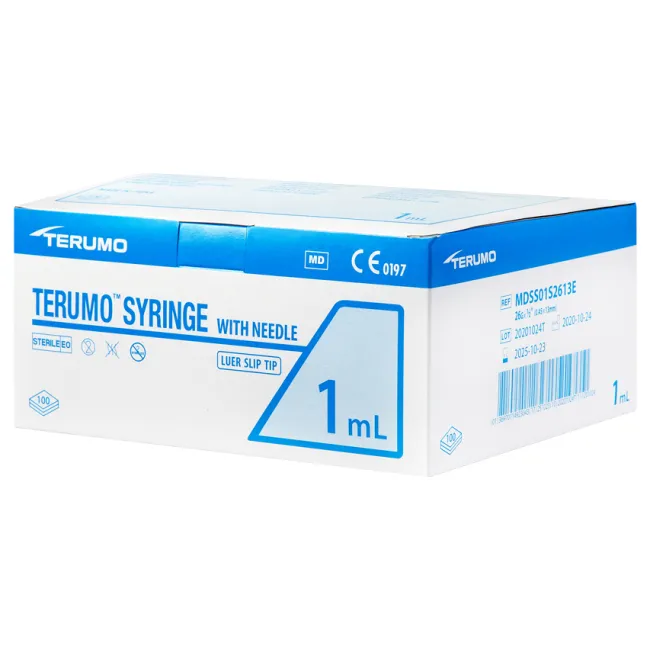 Seringi Terumo cu ac tuberculină 1 ml, 26G × 1/2" (0,45 × 13 mm), sterile (cutie 100 buc)