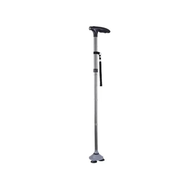 Baston pliant cu lumini LED și bază pivotantă antiderapantă, argintiu