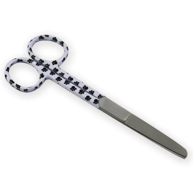 Foarfece drepte din oțel inoxidabil cu vârfuri alternate, model foot print fantasy, 14 cm (1 buc)