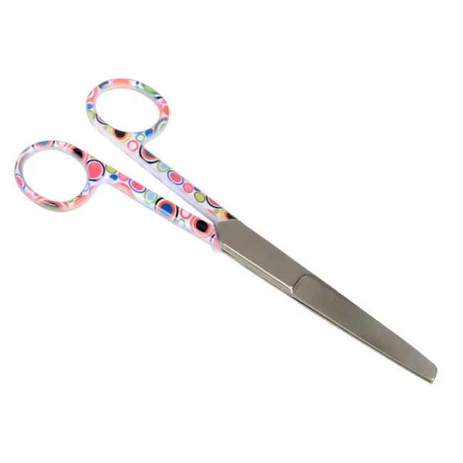 Foarfecă dreaptă din oțel inoxidabil pentru asistente medicale, model Bubbles, vârfuri ascuțit/rotunjit, 14 cm (1 buc)