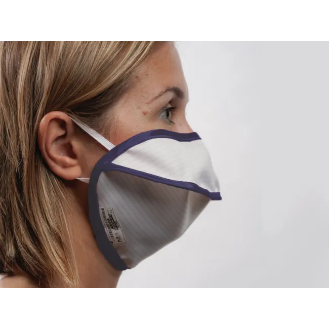 Mască chirurgicală reutilizabilă Mycroclean Adult BFE 99,8% fără agrafă nazală, alb-albastru (1 buc)