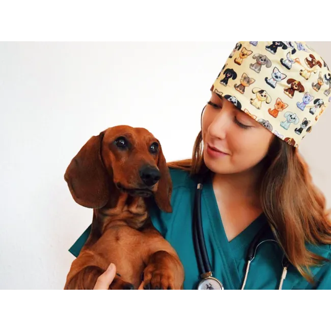 Bonetă chirurgicală din bumbac Funny Cap cu model Pet, mărimea M (1 buc)