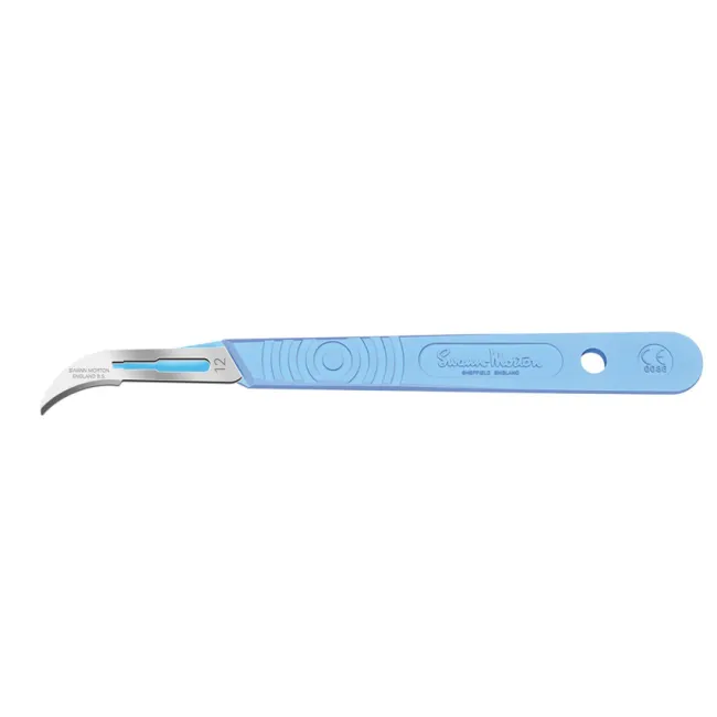 Bisturiu de unică folosință Swann-Morton cu lamă inox nr. 12, steril (cutie 10 buc)
