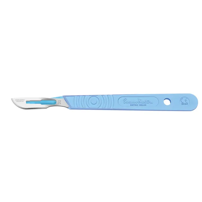 Bisturiu de unică folosință Swann-Morton cu lamă inox nr. 20, steril (cutie 10 buc)