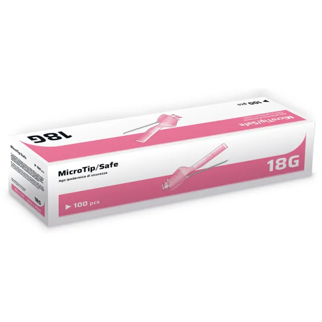 Ac hipodermic de siguranță 18G 1,2 × 38 mm, steril (cutie 100 buc)