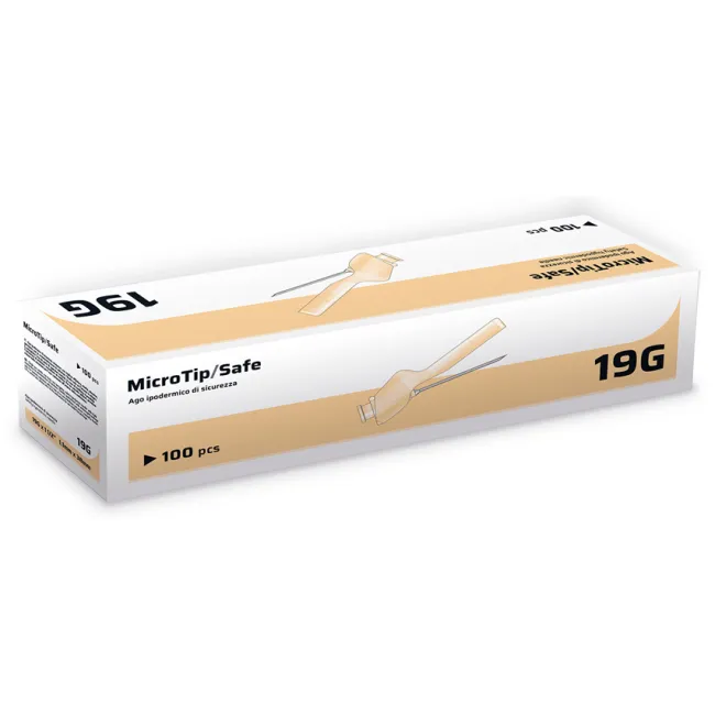 Ac hipodermic de siguranță 19G 1,1 × 38 mm, steril (cutie 100 buc)