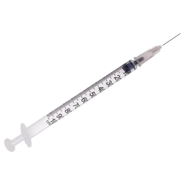 Seringi insulină cu ac montat 27G, 1 ml, fără spațiu mort (cutie 100 buc)