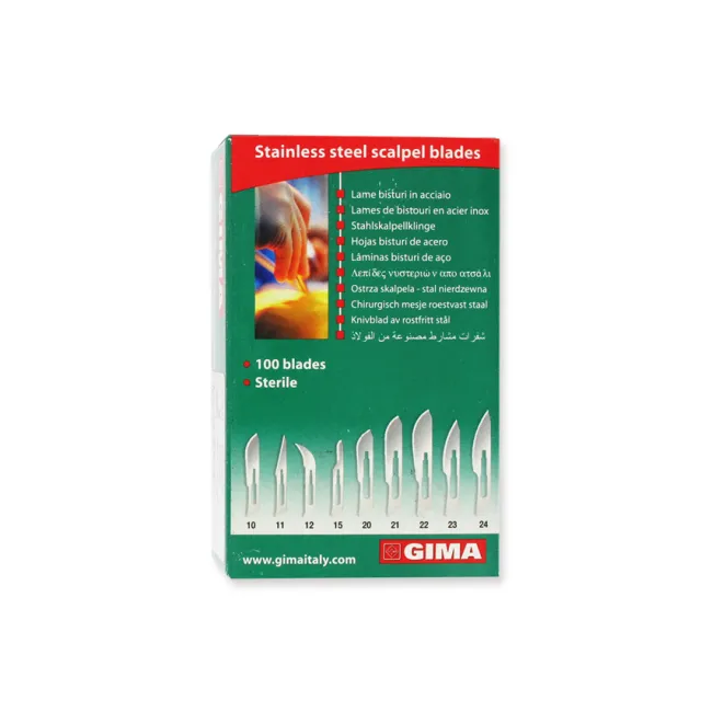 Lame bisturiu chirurgicale GIMA nr. 23 din oțel inoxidabil, sterile (cutie 100 buc)