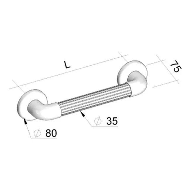 Bară de sprijin fixă din plastic striat 30 cm, montare pe perete (1 buc)