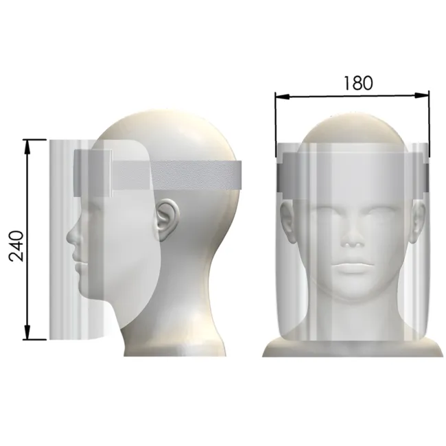 Ecran facial de protecție rabatabil din policarbonat, vizor transparent, clasa II