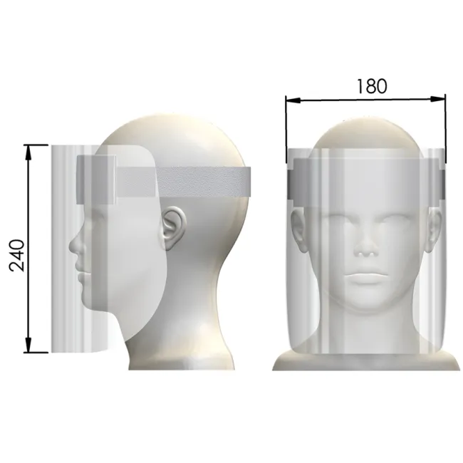 Ecran facial de protecție fix din policarbonat, vizor transparent, clasa II