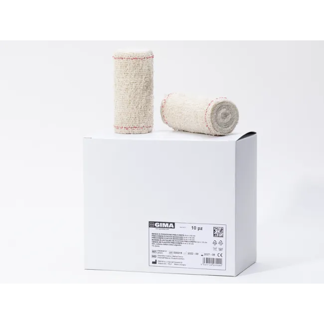 Bandaj elastic de fixare Previcrepe 10 cm × 4 m, bumbac și lycra (cutie 10 buc)