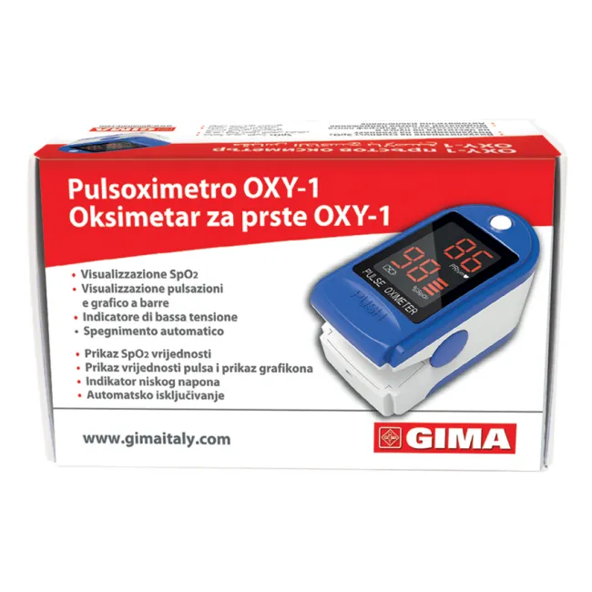 Pulsoximetru de deget OXY-1 cu afișaj LED pentru saturație oxigen și puls (1 buc)