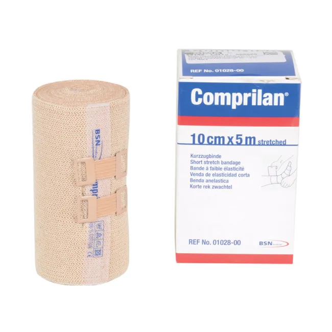 Bandaj compresiv Comprilan 10 cm × 5 m, elasticitate scurtă, bumbac 100%, fără latex