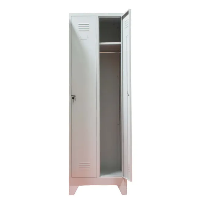 Vestiar metalic 2 compartimente cu picioare bara umerase 600x450x1800mm gri A891/8 B4U la palet