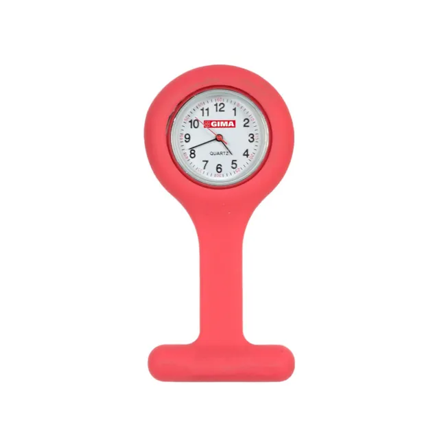 Ceas de buzunar pentru asistente medicale, rotund, roșu, din silicon