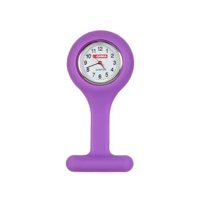 Ceas de buzunar pentru asistente medicale, rotund, mov, din silicon