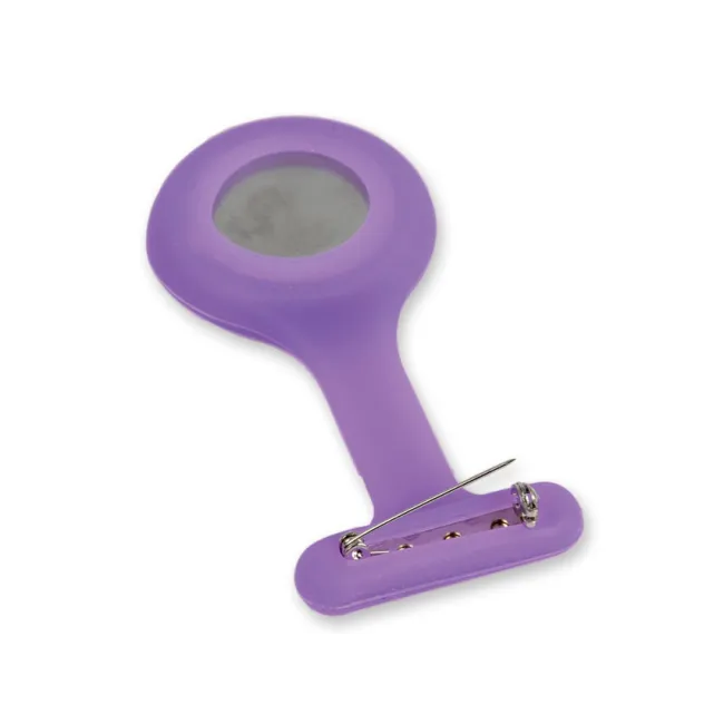 Ceas de buzunar pentru asistente medicale, rotund, mov, din silicon