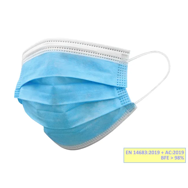 Mască chirurgicală de protecție GISAFE tip IIR, 3 straturi, filtrare 98%, pediatrică, albastru deschis (cutie 10 buc)