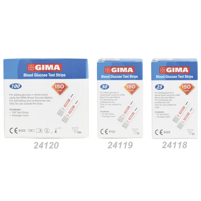 Benzi test glicemie pentru glucometrul Gima (cutie 25 buc)