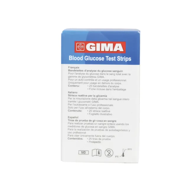 Benzi test glicemie pentru glucometrul Gima (cutie 25 buc)