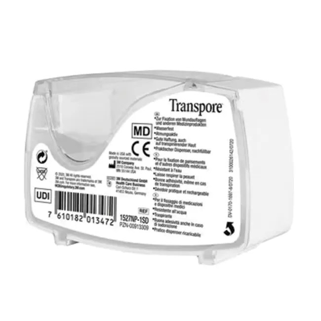 Bandă adezivă chirurgicală 3M Transpore sterilă 2,5 cm × 5 m cu dispenser (cutie 1 buc)
