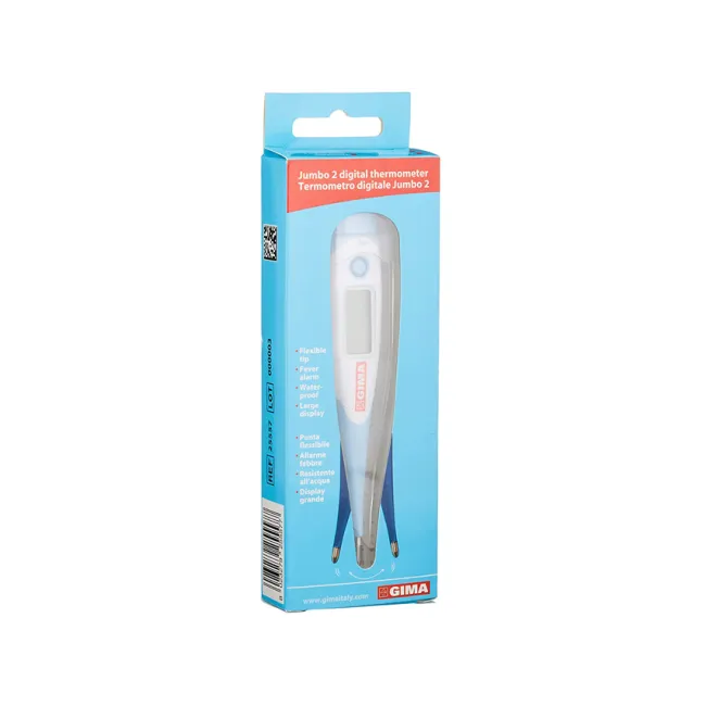 Termometru digital GIMA Flexi Jumbo 2 cu ecran mare, vârf flexibil și alarmă febră (1 buc)