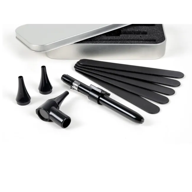 Otoscop stilou Delta cu iluminare LED, negru, cu pâlnii auricolari și abeslimbi (1 buc)