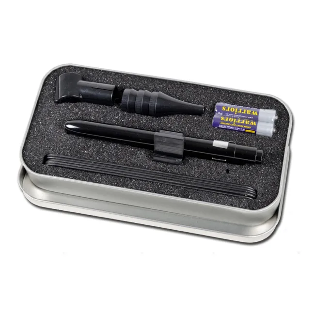 Otoscop stilou Delta cu iluminare LED, negru, cu pâlnii auricolari și abeslimbi (1 buc)