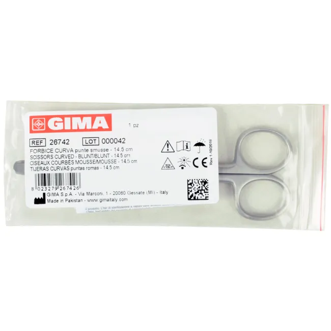 Foarfece chirurgicale curbe cu vârfuri tocite din oțel inoxidabil 14,5 cm