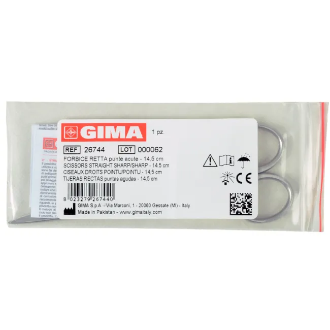 Foarfece chirurgicale drepte cu vârfuri ascuțite din oțel inoxidabil 14,5 cm
