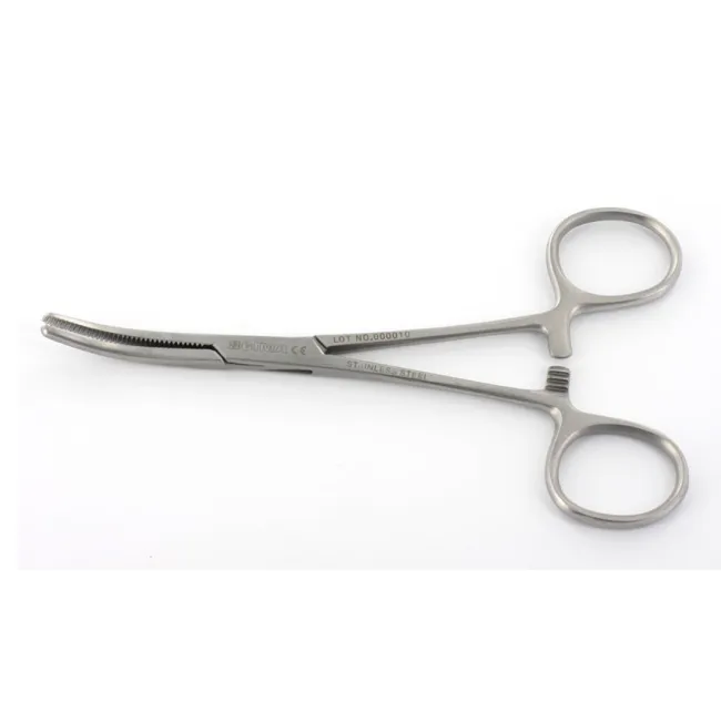 Pensă hemostatică Klemmer curbată 18 cm din oțel inoxidabil