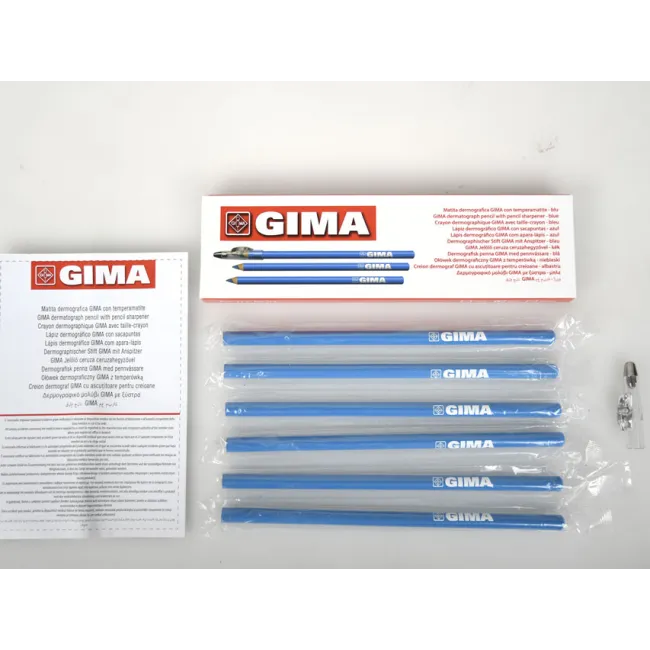 Creioane dermatografice GIMA albastre pentru marcare piele (cutie 6 buc)
