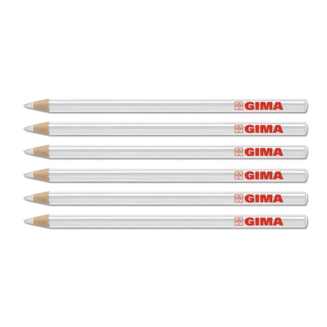 Creioane dermatografice GIMA albe pentru marcare piele, lemn de cedru cu mină din ceară, 175 × Ø 7 mm (cutie 6 buc)