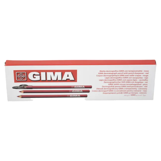 Creioane dermatografice GIMA roșii pentru marcare piele (cutie 6 buc)