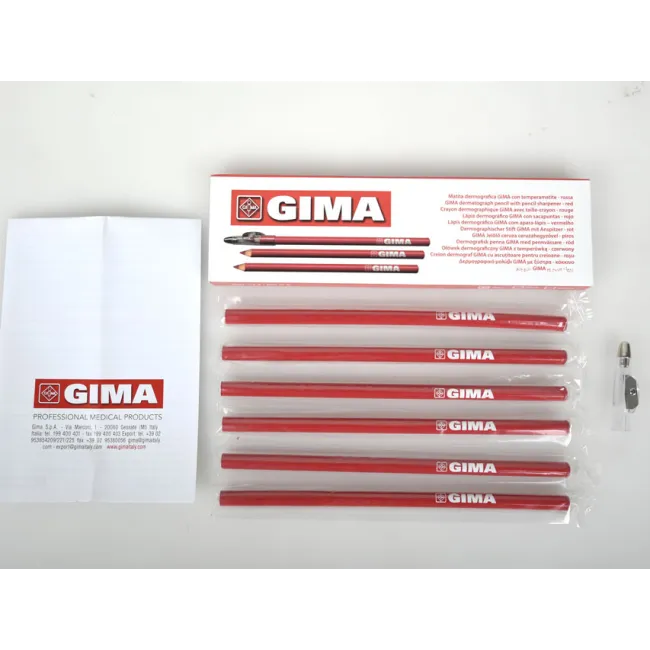 Creioane dermatografice GIMA roșii pentru marcare piele (cutie 6 buc)