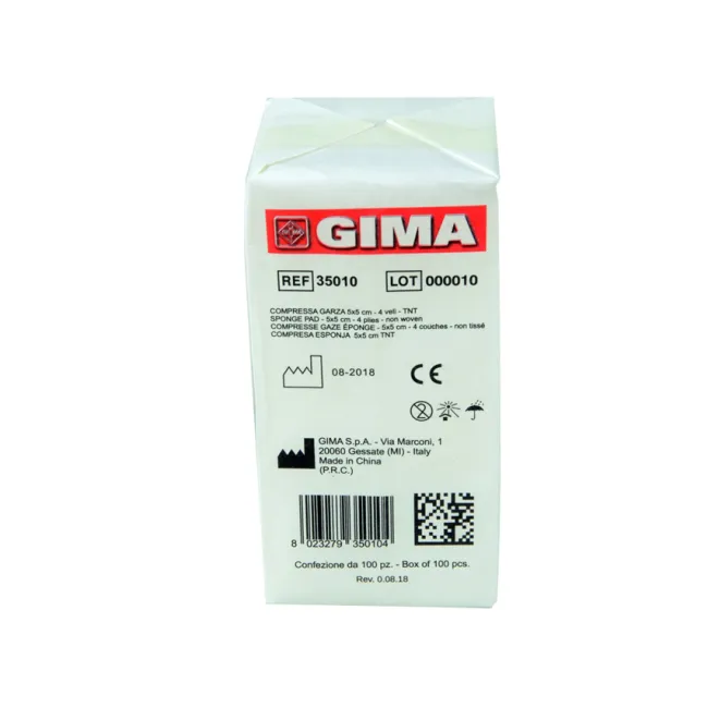 Comprese din tifon nețesut 5 × 5 cm, 4 straturi, nesterile (cutie 1000 buc)