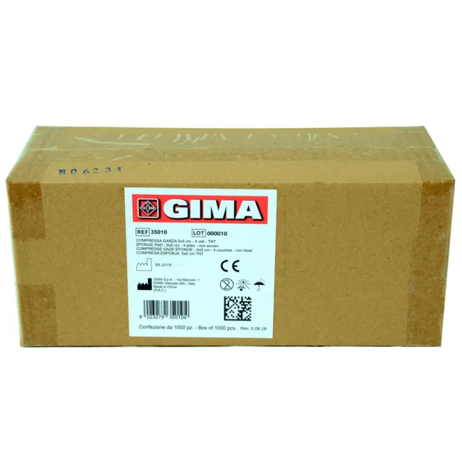 Comprese din tifon nețesut 5 × 5 cm, 4 straturi, nesterile (cutie 1000 buc)