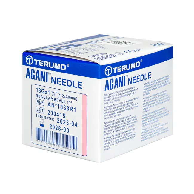 Ace hipodermice sterile Terumo Agani 18G × 1½″ – 1,2 × 38 mm (cutie 100 buc)