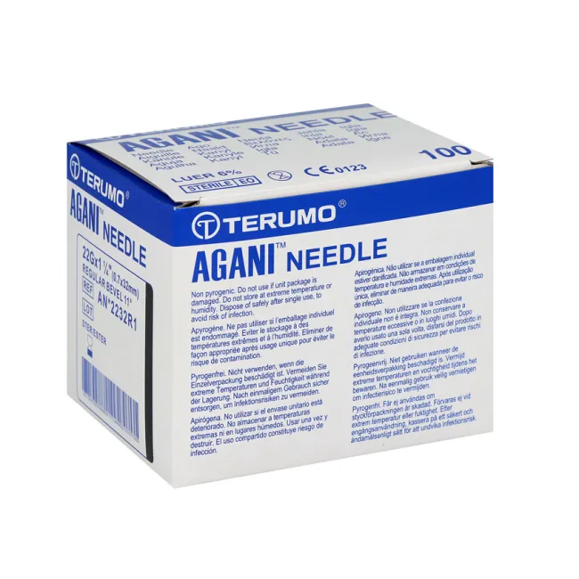 Ace hipodermice sterile Terumo Agani 22G × 1¼″ – 0,7 × 32 mm, negre (cutie 100 buc)