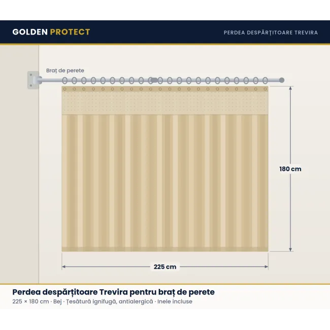 Perdea despărțitoare Trevira pentru braț perete 225 × 180 cm, albastru (1 buc)