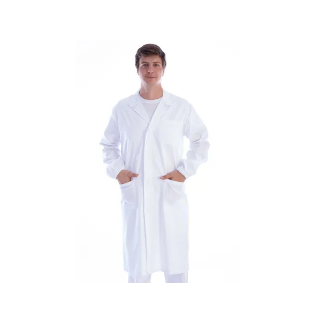 Halat medical alb unisex cu capse ascunse, bumbac/poliester, mărimea XXL (1 buc)