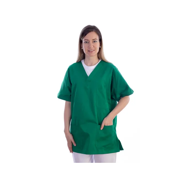 Haină medicală unisex din bumbac și poliester, mânecă scurtă, verde, mărimea XS (1 buc)