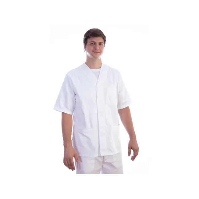 Jachetă medicală cu capse ascunse, bumbac/poliester, unisex XXL, albă (1 buc)