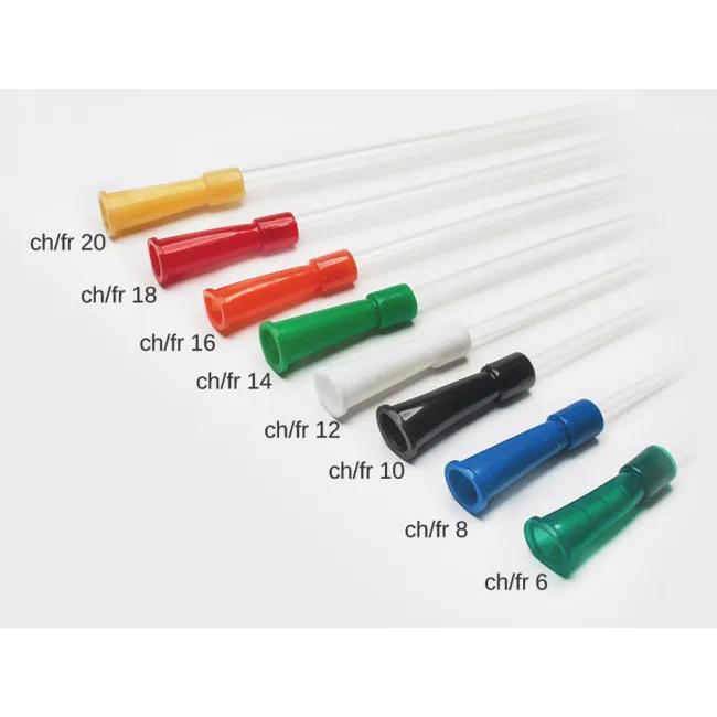 Cateter de aspirație steril ch/fr 12 (alb), 50 cm, PVC fără DEHP, cu adaptor conic (cutie 100 buc)