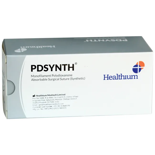 Fir de sutură absorbabil monofilament polidioxanon PDSYNTH calibru 0, ac rotund 1/2 cerc 40 mm, 90 cm, violet (cutie 12 buc)
