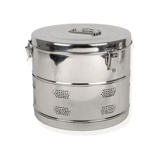 Tambur de sterilizare din inox AISI304, diametru 340 mm, înălțime 340 mm (1 buc)