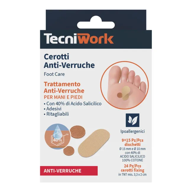 Plasturi anti-negi Tecniwork cu 40% acid salicilic, 24 + 24 bucăți
