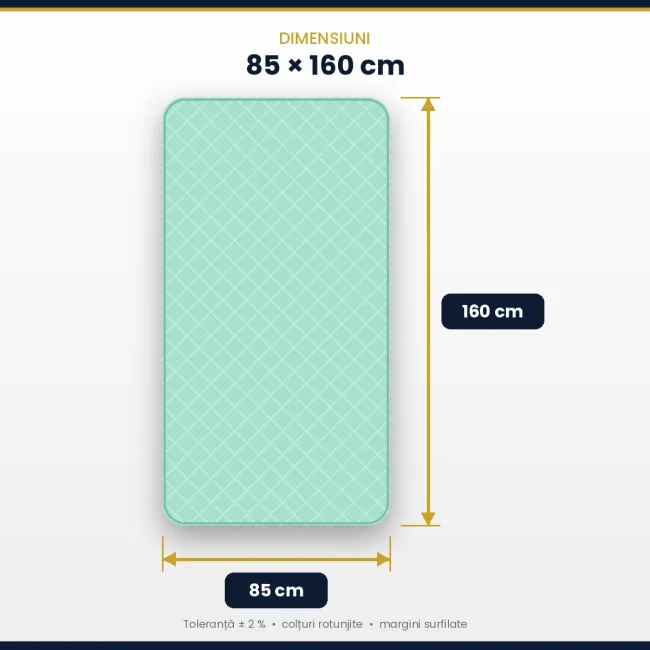 Aleza impermeabila reutilizabila pentru pat dublu, 85 x 160 cm, calitate premium, rezistența pana la 300 de spălări